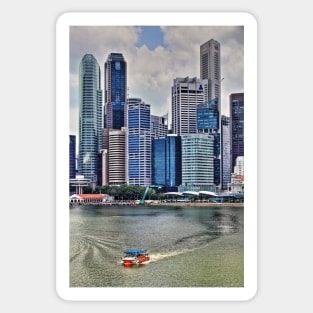 Amphibious Vehicle in front of Singapore Skyline Sticker